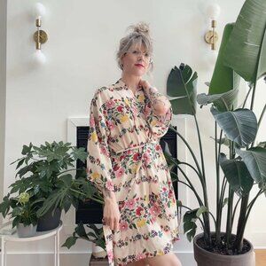 Onderbroeks classic robe - white floral S